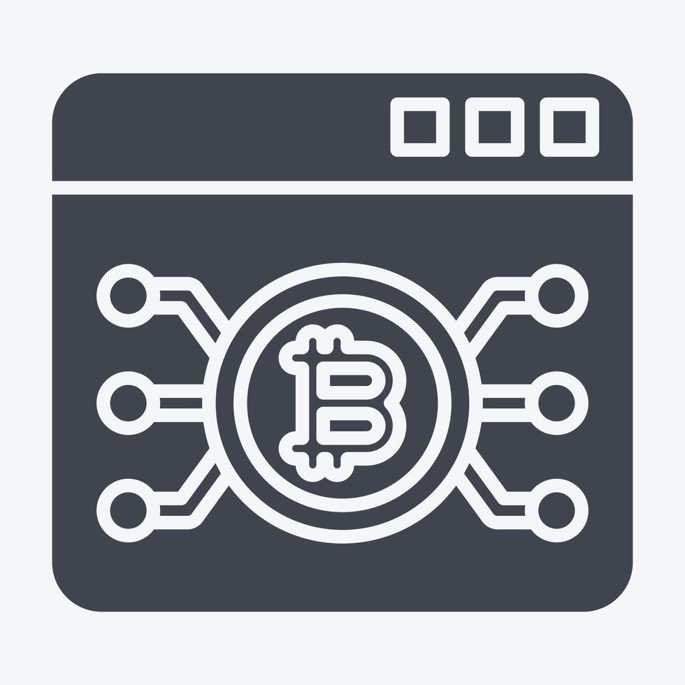Icon Bitcoin Web. related to Cryptography symbol. glyph style. simple design illustration vector