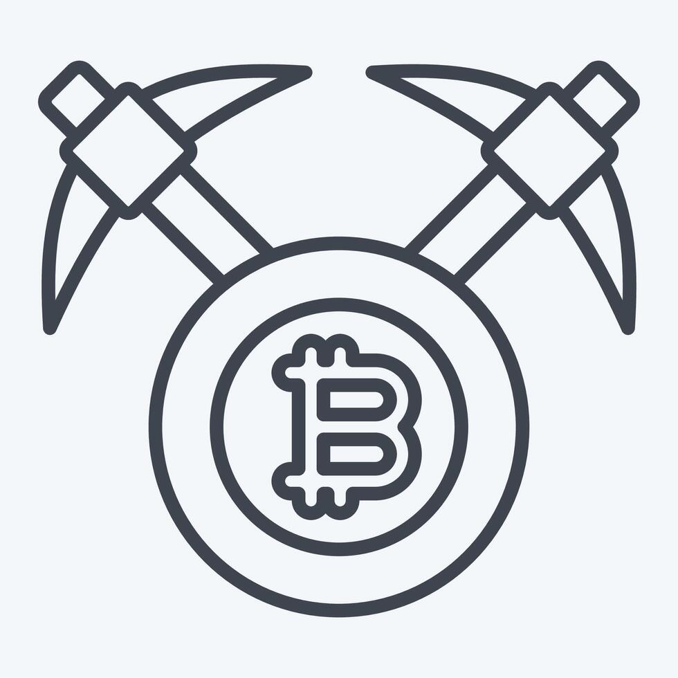 Icon Bitcoin mining Axe. related to Cryptography symbol. line style. simple design illustration vector