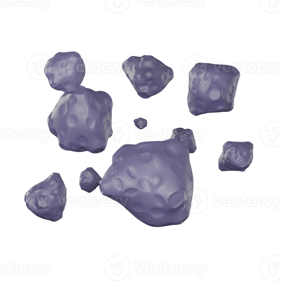 Cosmic Encounter of Space Rock Debris Icon. 3D Render png
