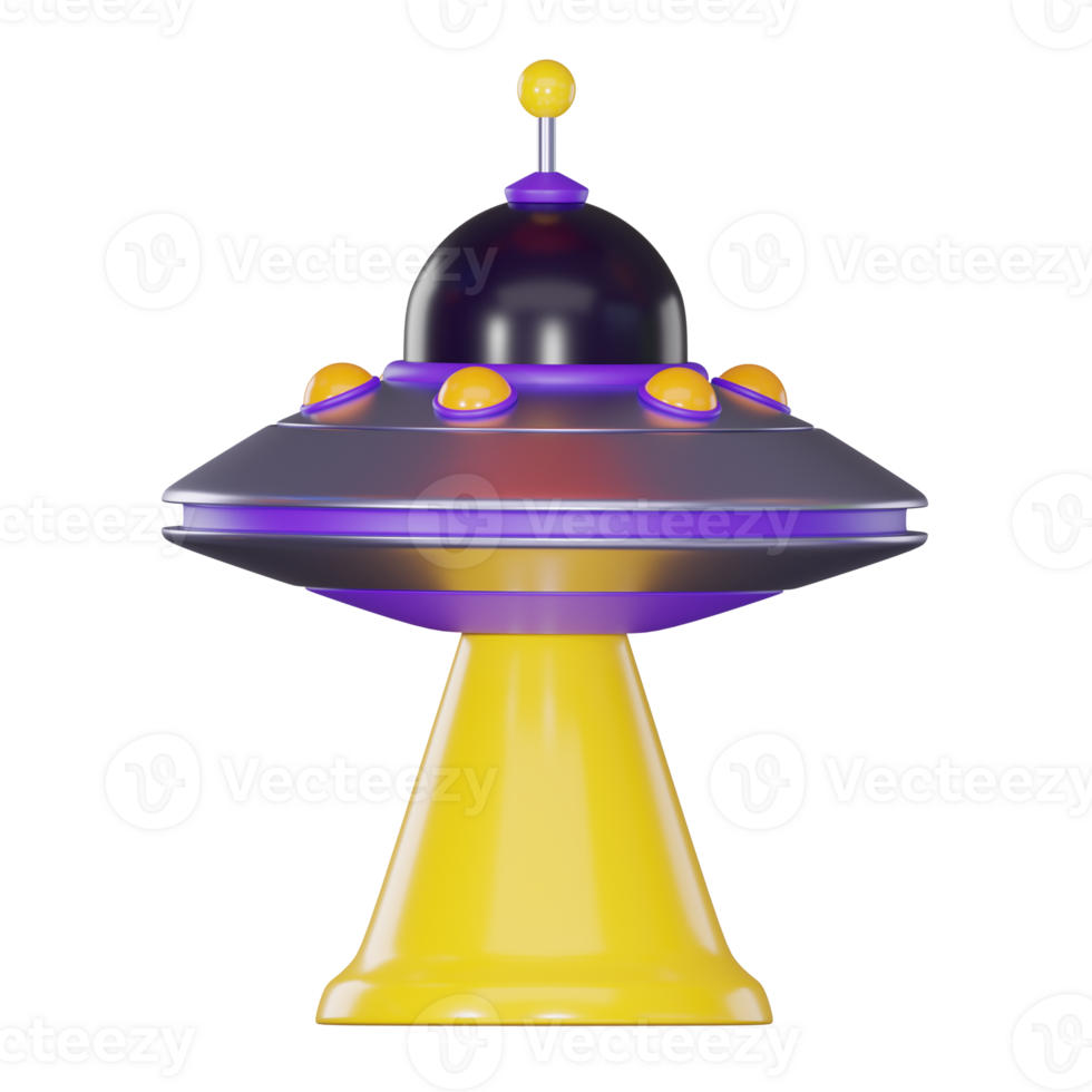 Space exploration of UFO and spacecraft. 3D render png