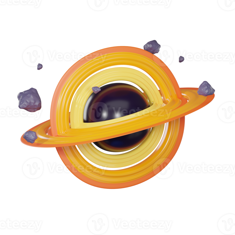 Cosmic Mystery of a Black Hole in the Universe. 3D Render png