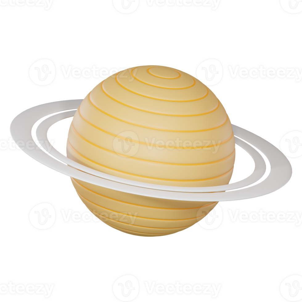 Exploring Saturn of the Ringed Planet in Space. 3D Render png