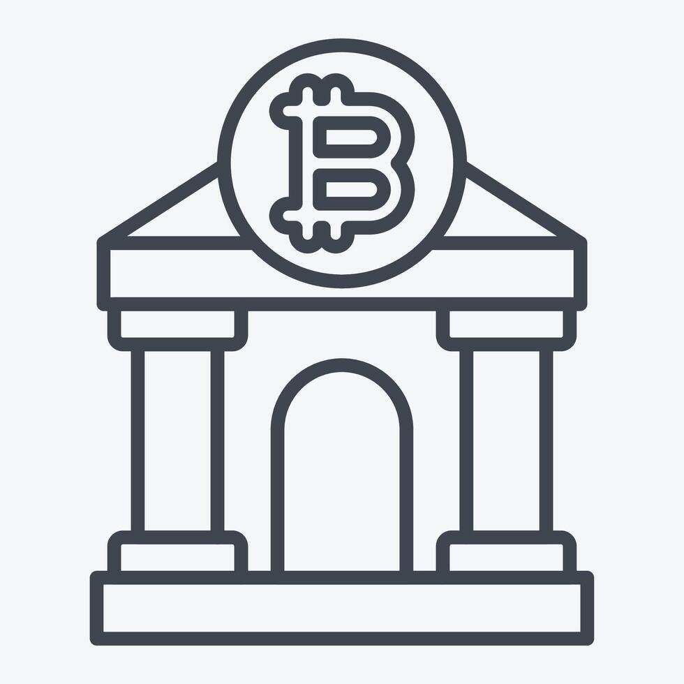 Icon Bitcoin Bank. related to Cryptography symbol. line style. simple design illustration vector