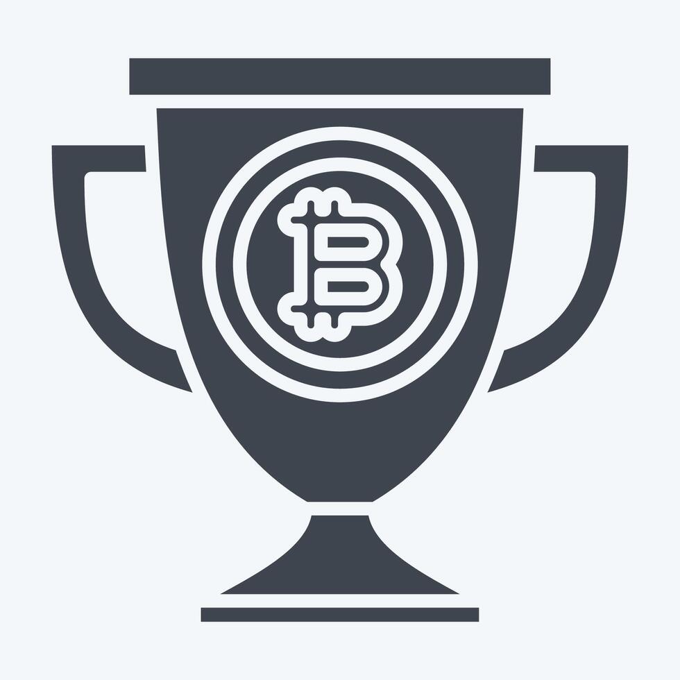 Icon Bitcoin Trophy. related to Cryptography symbol. glyph style. simple design illustration vector