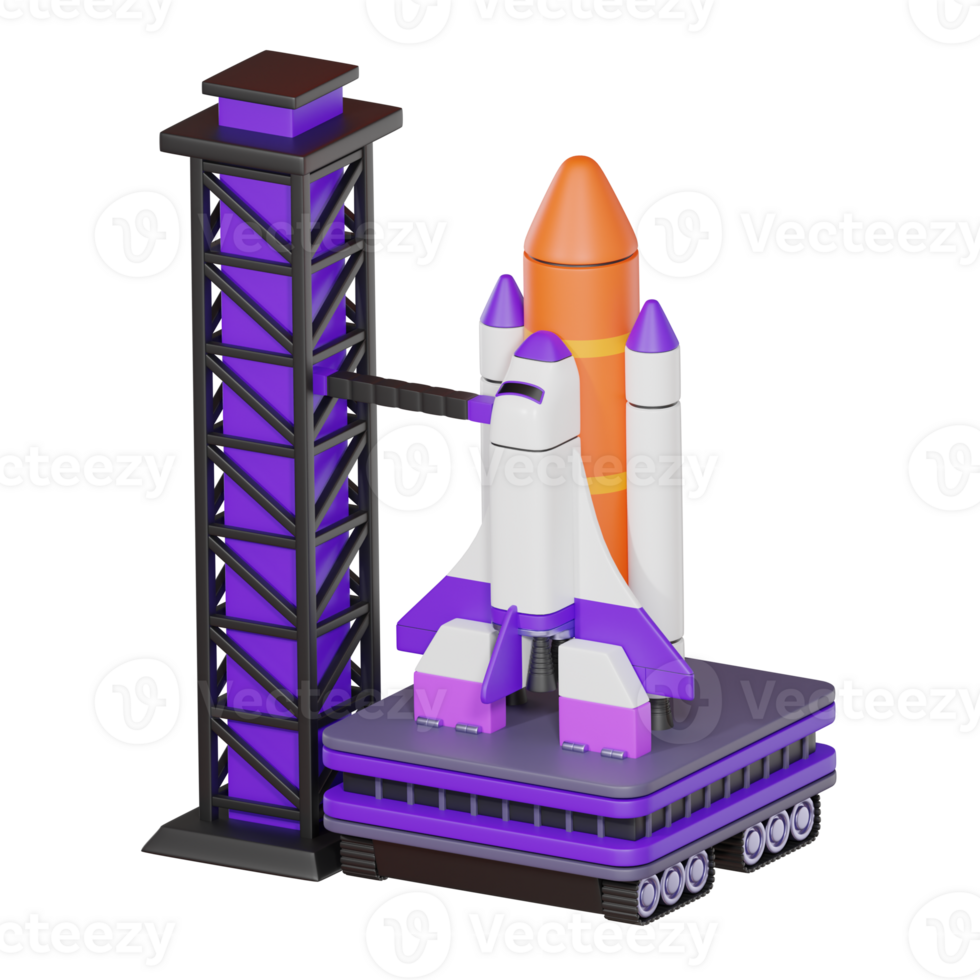 Rocket Launch Pad Futuristic Space Exploration. 3D Render png
