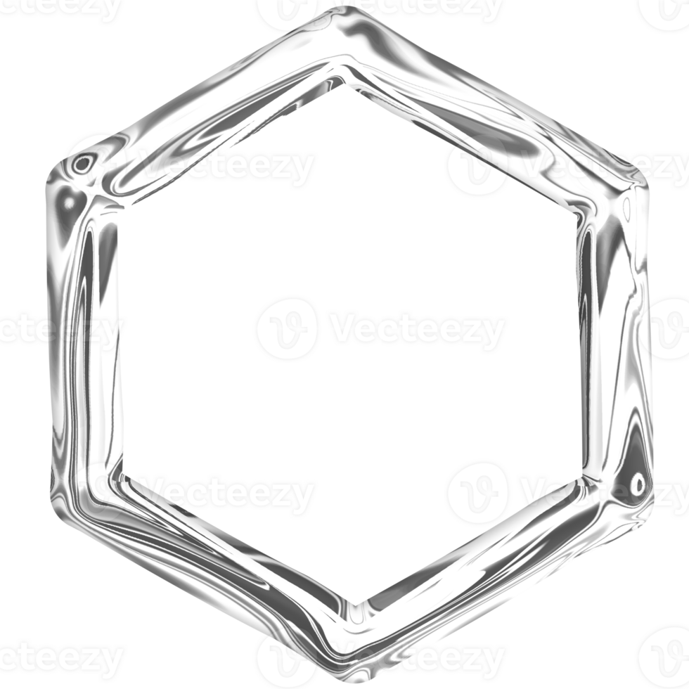 simple hexagon frame in chrome color png