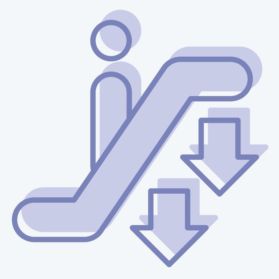 Icon Down Escalator. related to Airport symbol. two tone style. simple design illustration vector