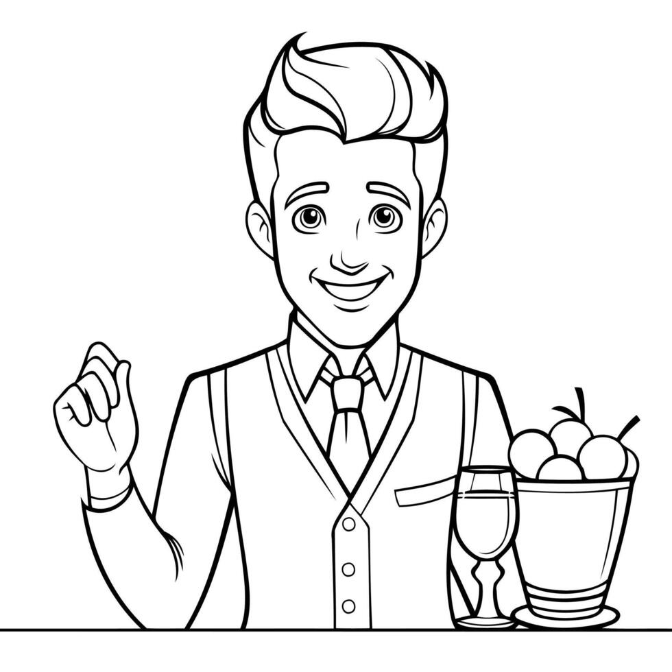Highquality barman cut clean line art icon with simple outline design for versatile usage. vector
