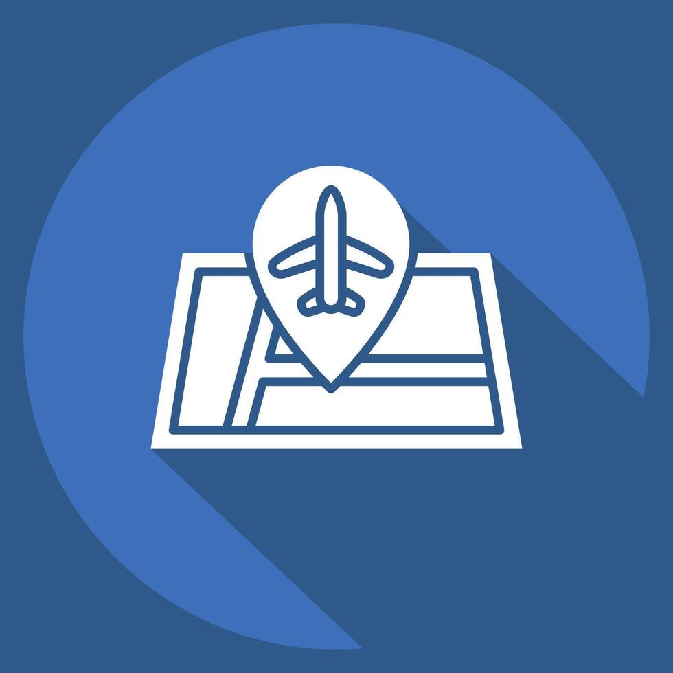 Icon Airport Location. related to Airport symbol. long shadow style. simple design illustration vector