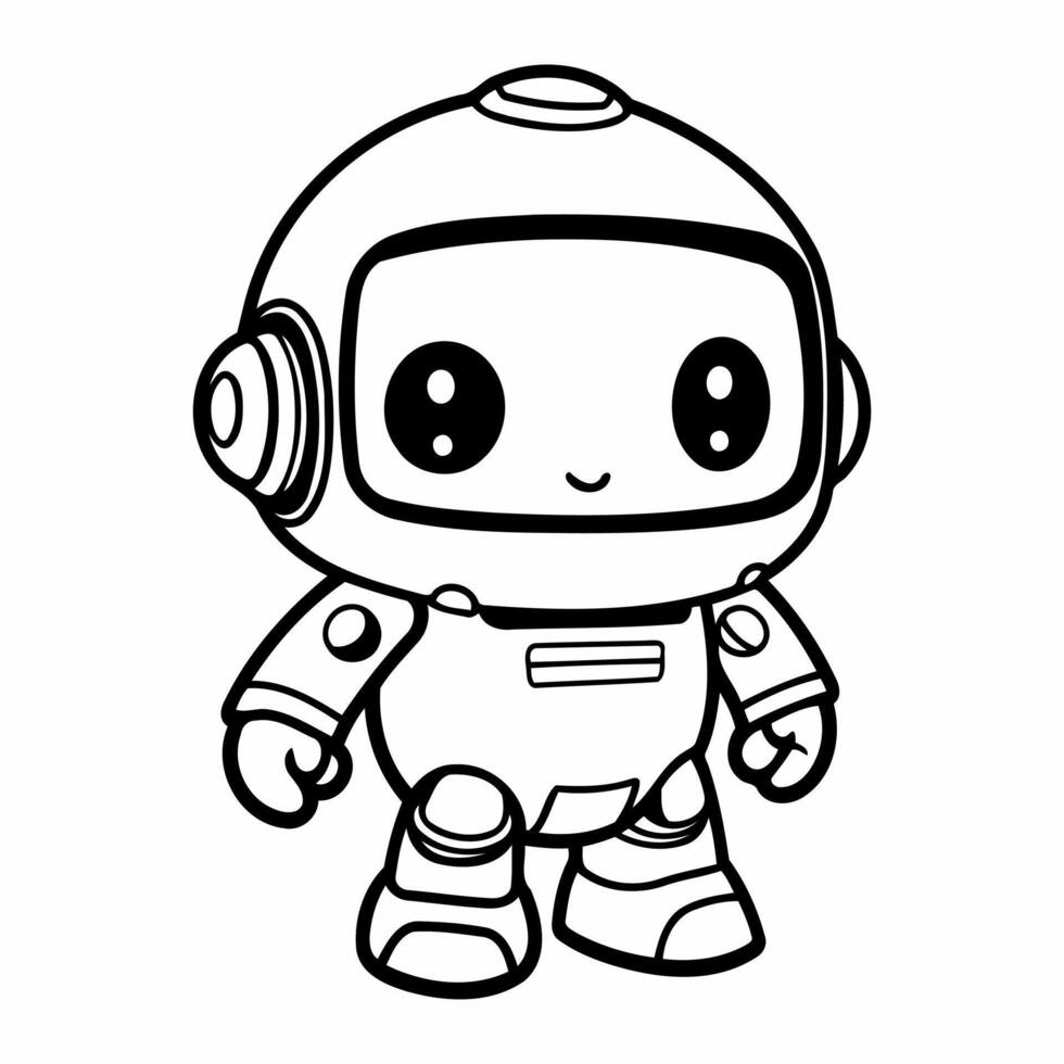 Clean line robot icon for coloring. vector