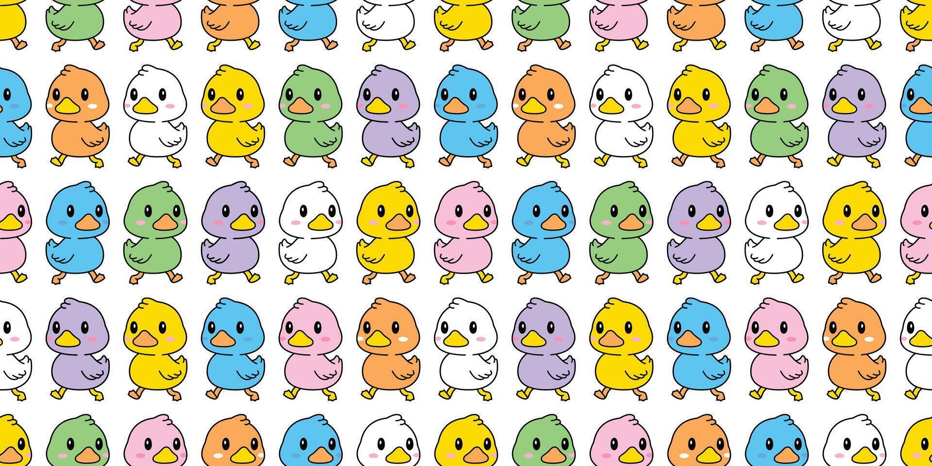 duck seamless pattern rubber duck walking shower bathroom toy chicken bird pet scarf gift wrapping paper cartoon animal tile wallpaper doodle repeat background illustration design vector