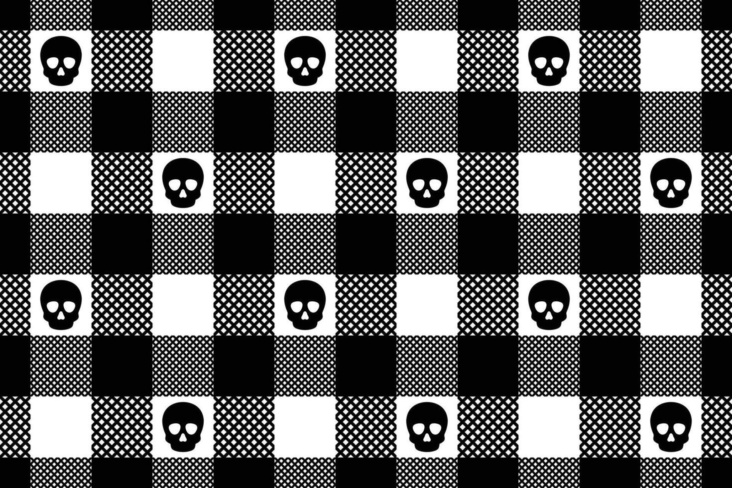 skull Halloween seamless pattern crossbone checked tartan plaid ghost pirate icon checked repeat wallpaper tile background cartoon doodle scarf gift wrapping paper illustration design vector