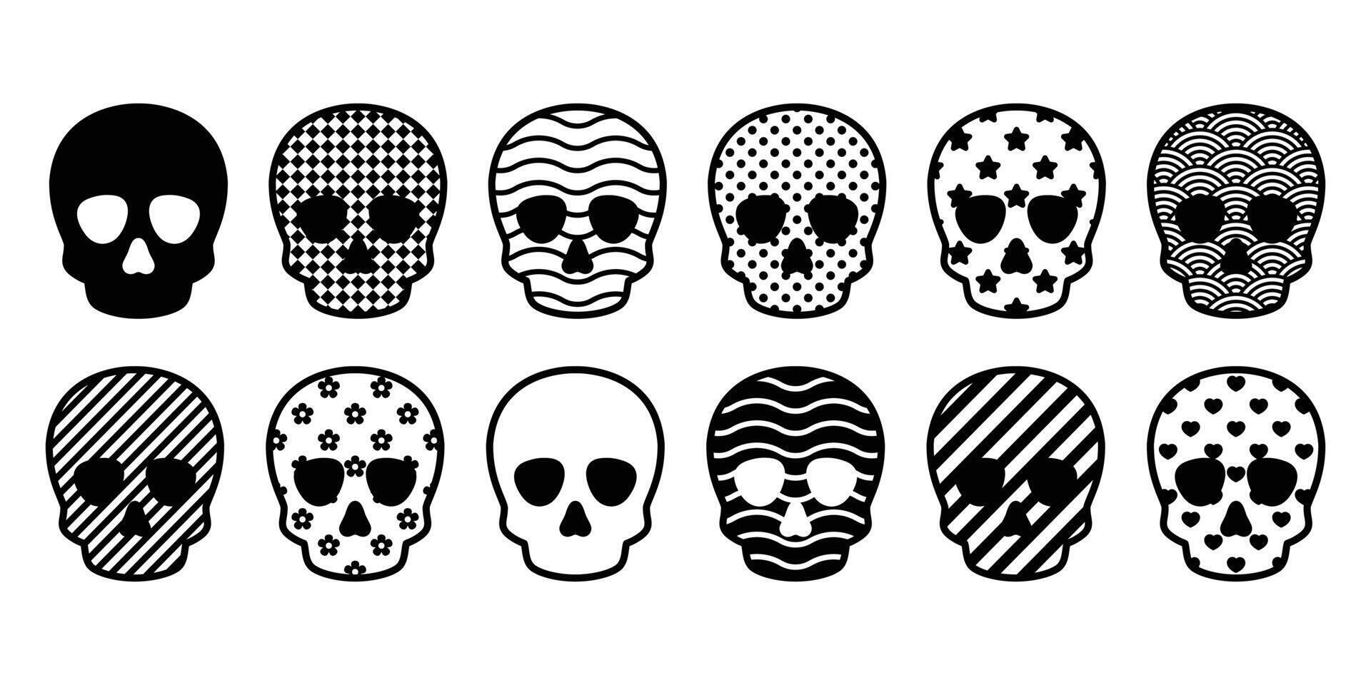 skull Halloween icon logo japan wave pirate polka dot star heart striped character cartoon symbol doodle illustration design vector
