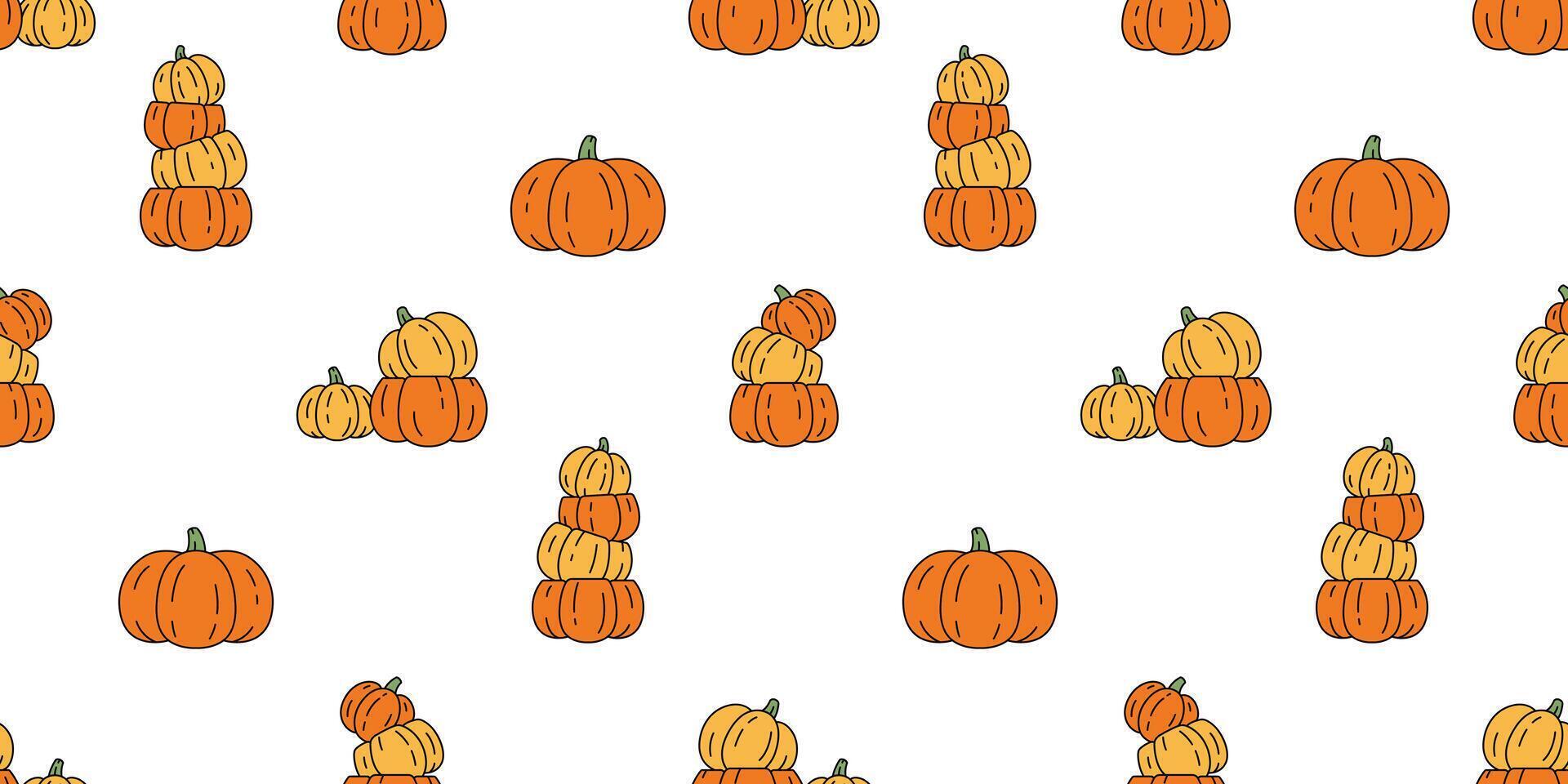 pumpkin Halloween seamless pattern ghost cartoon tile background illustration repeat wallpaper gift wrapping paper symbol icon scarf isolated doodle design vector