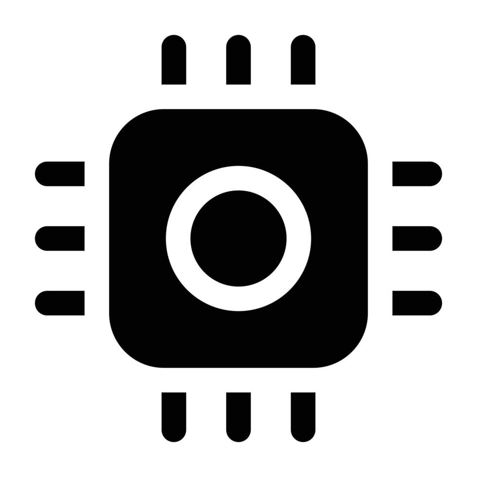 Simple Computer Chip glyph icon. The icon can be used for websites, print templates, presentation templates, illustrations, etc vector