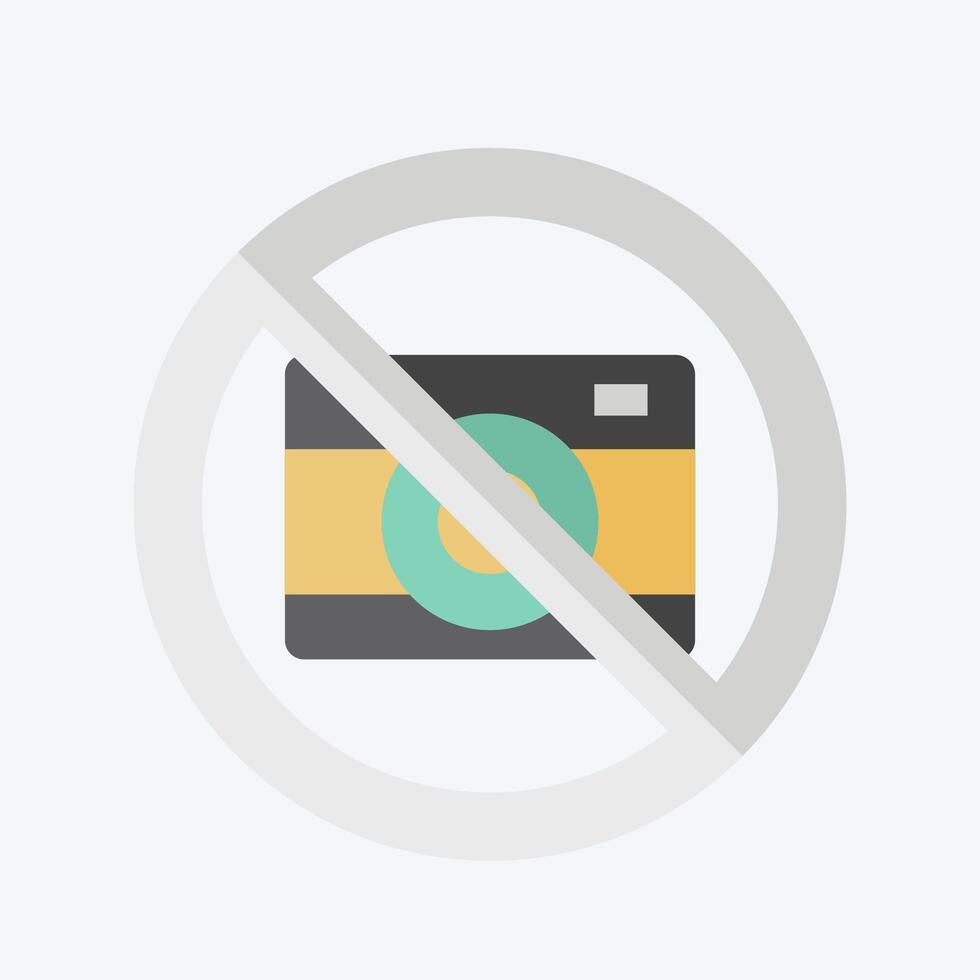Icon Camera Prohibited. related to Airport symbol. flat style. simple design illustration vector