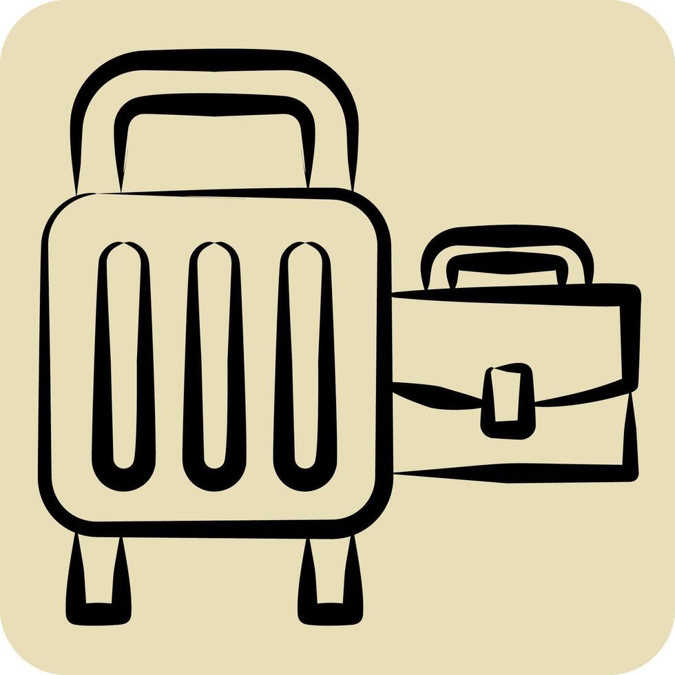 Icon Baggage. related to Airport symbol. hand drawn style. simple design illustration vector