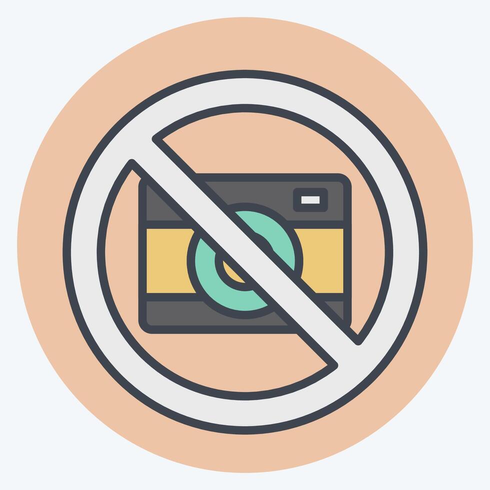 Icon Camera Prohibited. related to Airport symbol. color mate style. simple design illustration vector
