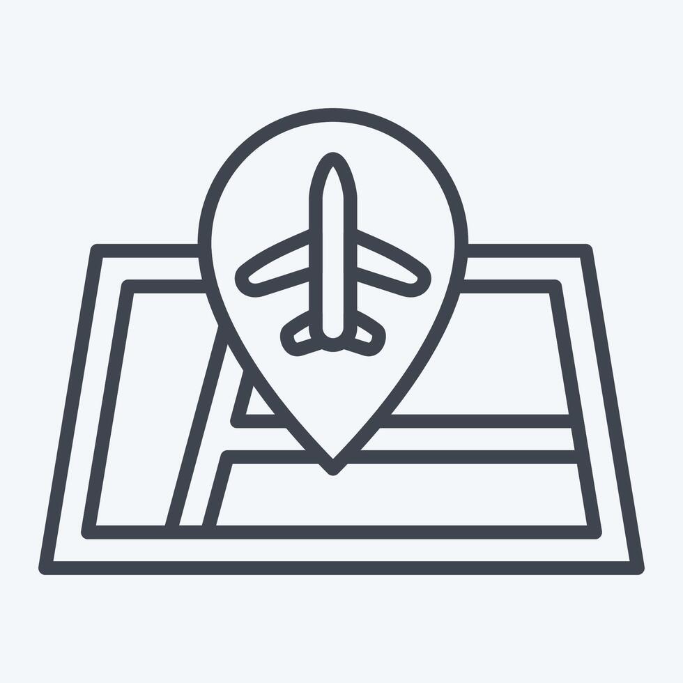 Icon Airport Location. related to Airport symbol. line style. simple design illustration vector