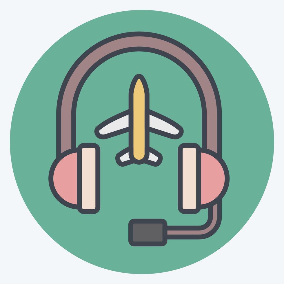 Icon Call Center. related to Airport symbol. color mate style. simple design illustration vector
