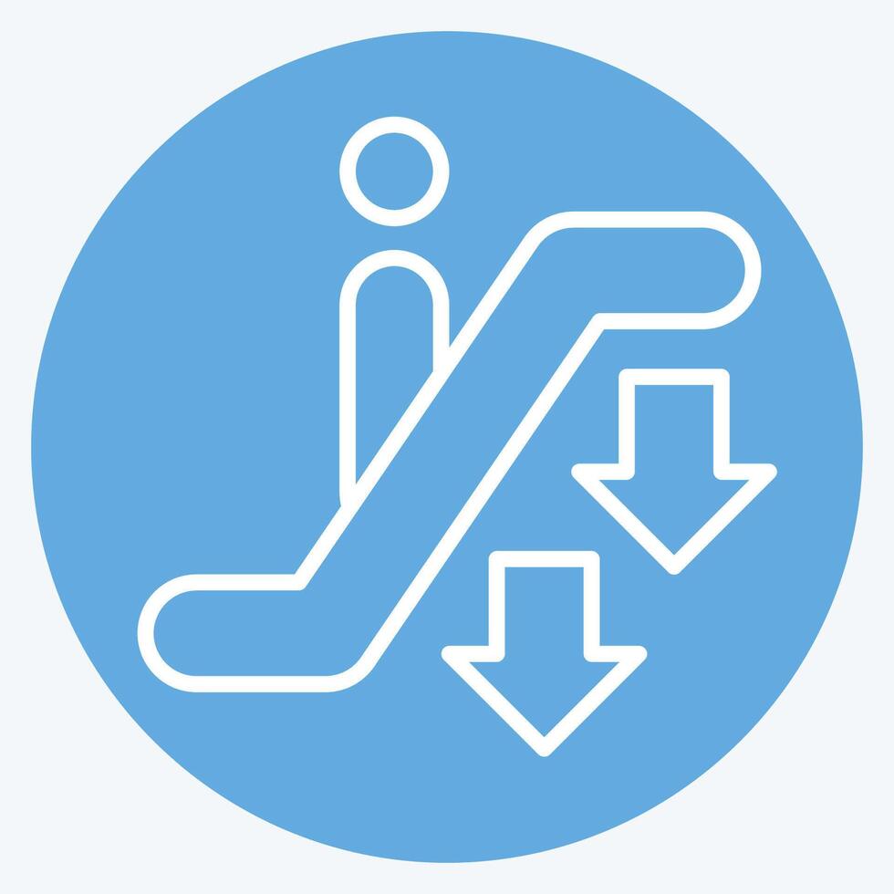Icon Down Escalator. related to Airport symbol. blue eyes style. simple design illustration vector