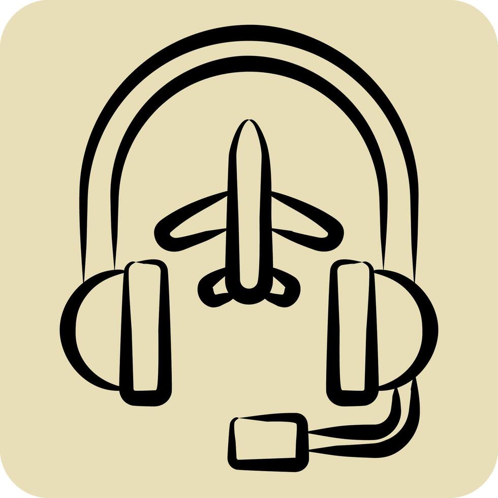 Icon Call Center. related to Airport symbol. hand drawn style. simple design illustration vector