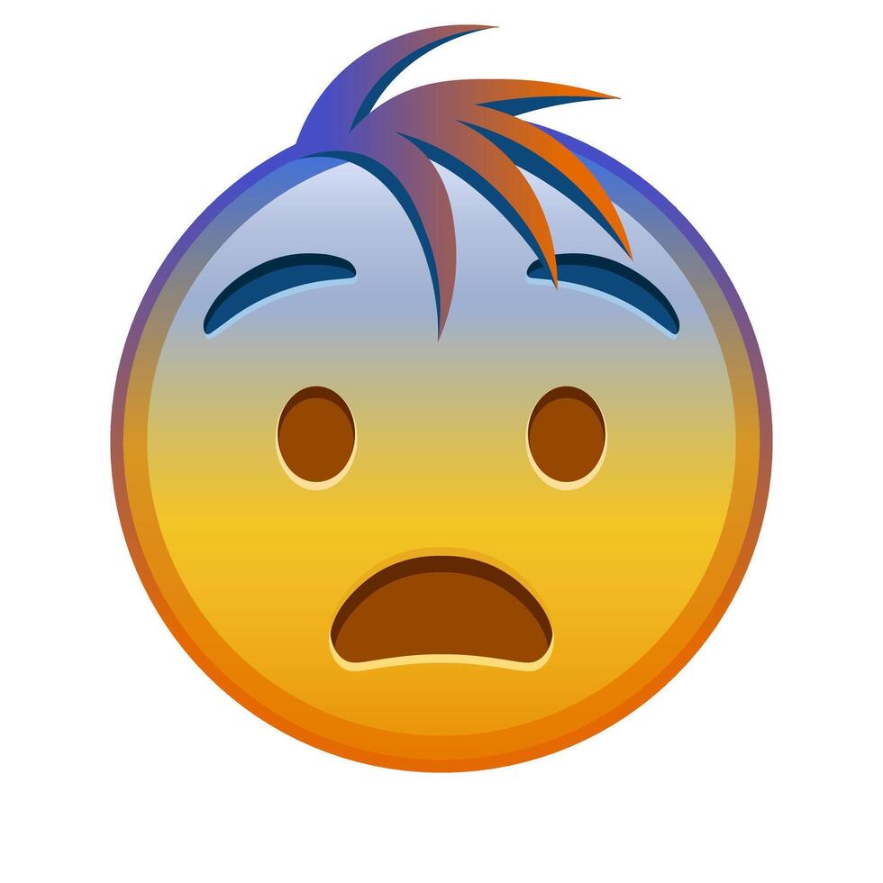 Face in fear Large size of yellow emoji smile with hair vector