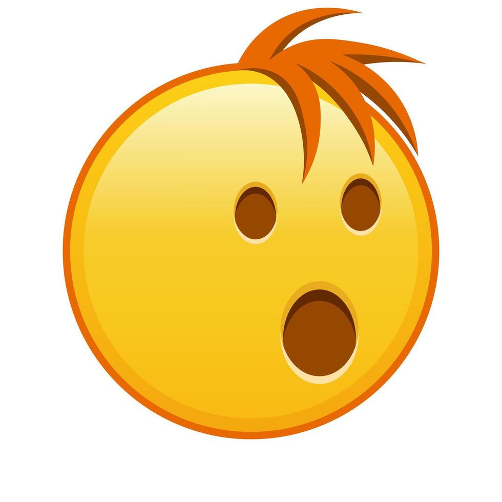 Face with open mouth Large size of yellow emoji smile with hair vector