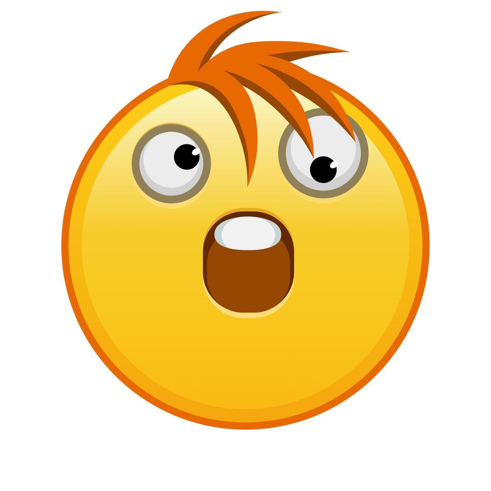 A grinning face with one large and one small eye Large size of yellow emoji smile with hair vector