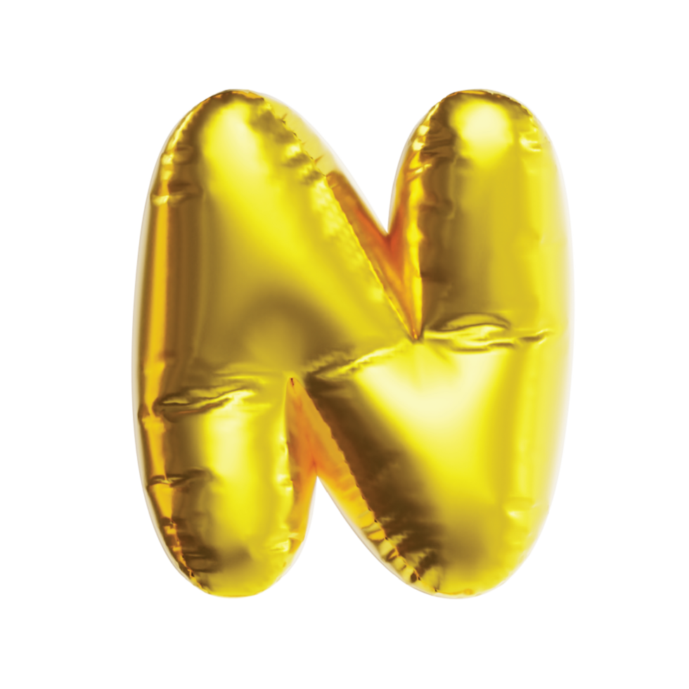 N Letter Font Gold Balloon Alphabet png