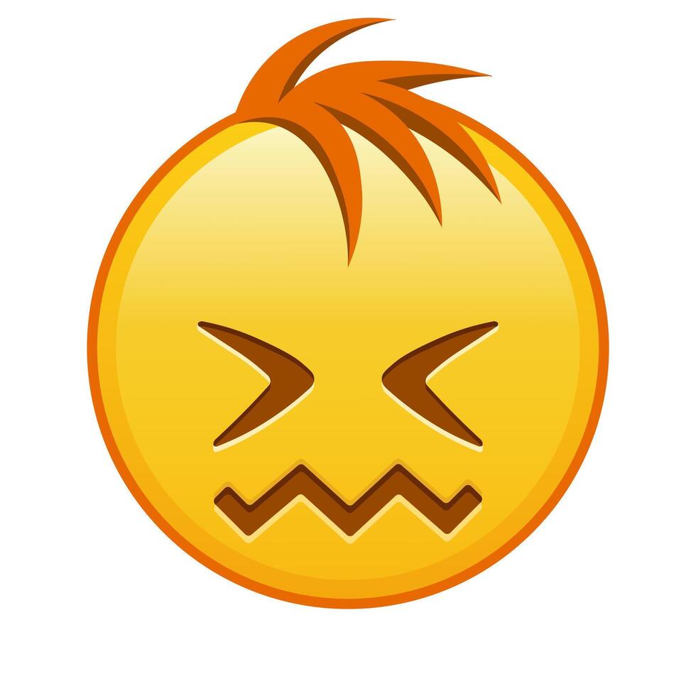 Expression of shame face Large size of yellow emoji smile with hair vector