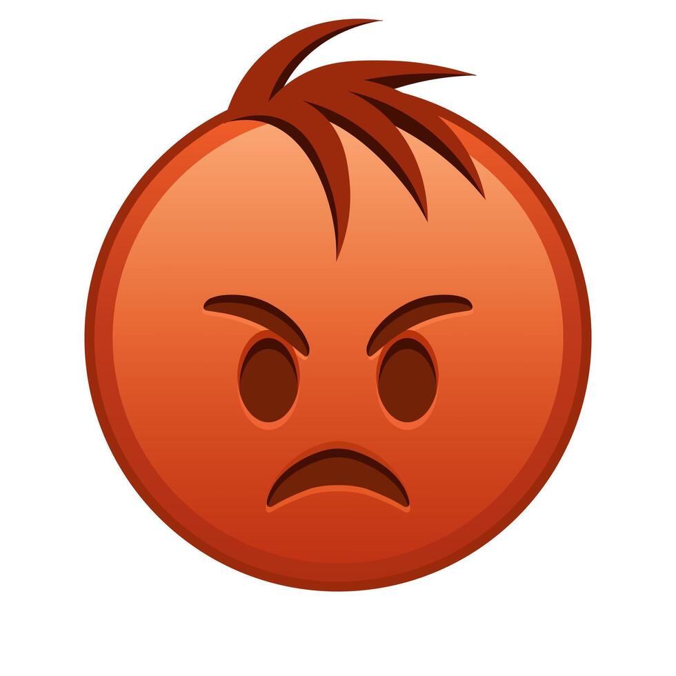 Face pouting lips Large size of red emoji smile with hair vector