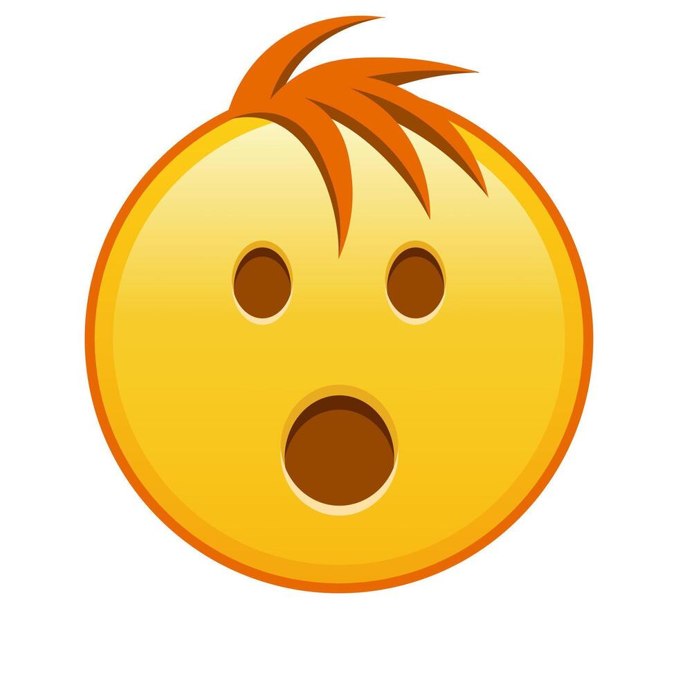 Face with open mouth Large size of yellow emoji smile with hair vector