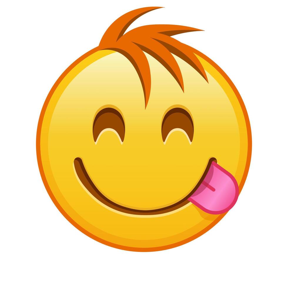 A face savoring a delicacy Large size of yellow emoji smile with hair vector