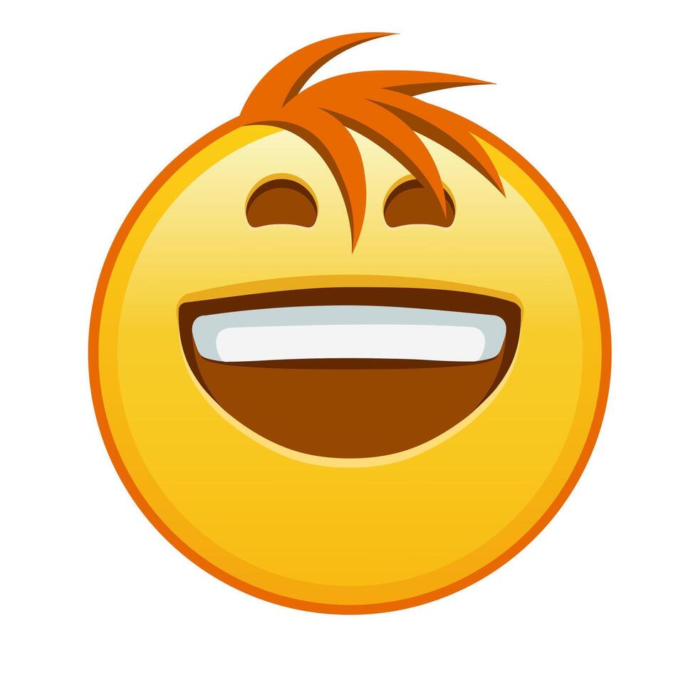 Grinning face Large size of yellow emoji smile with hair vector