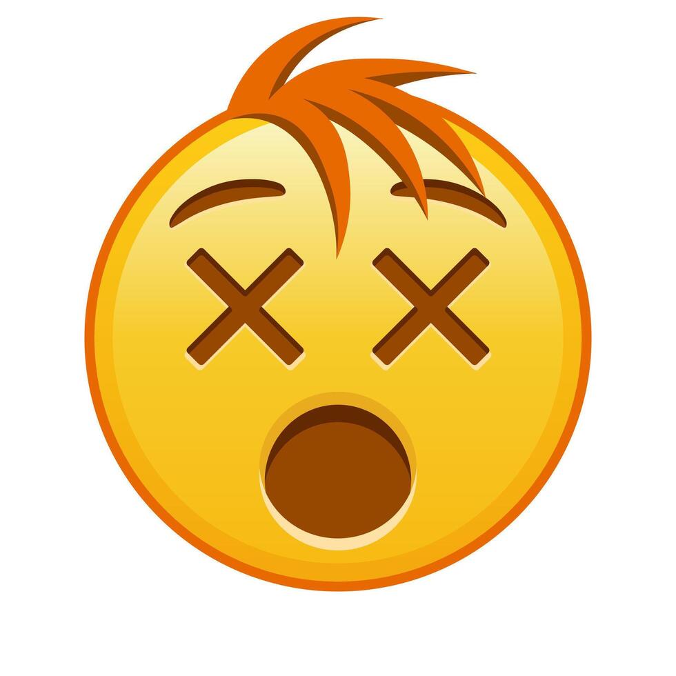 Face with crossed-out eyes Large size of yellow emoji smile with hair vector