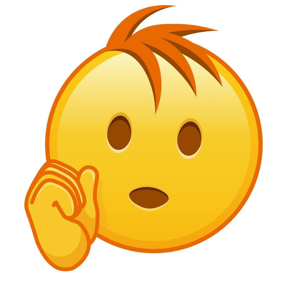 Face with hand Large size of yellow emoji smile with hair vector