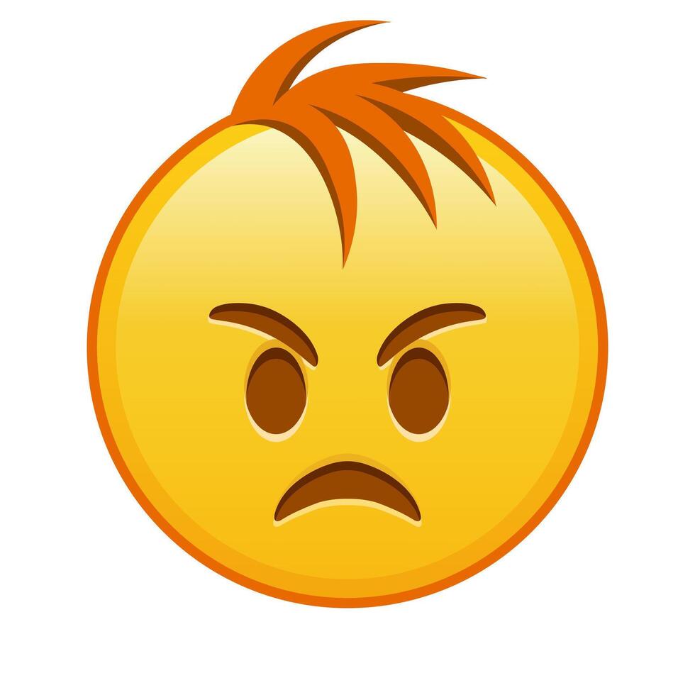 Angry face Large size of yellow emoji smile with hair vector