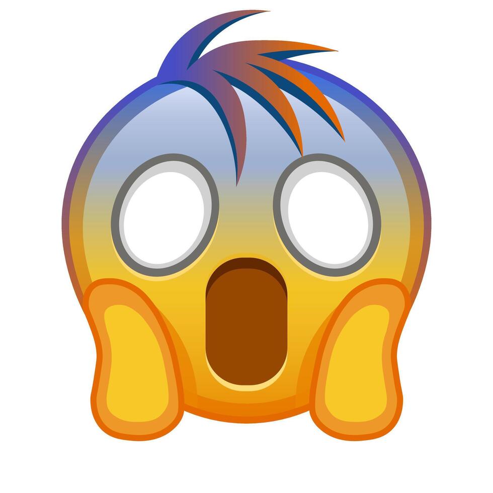 Face screaming in fear Large size of yellow emoji smile with hair vector