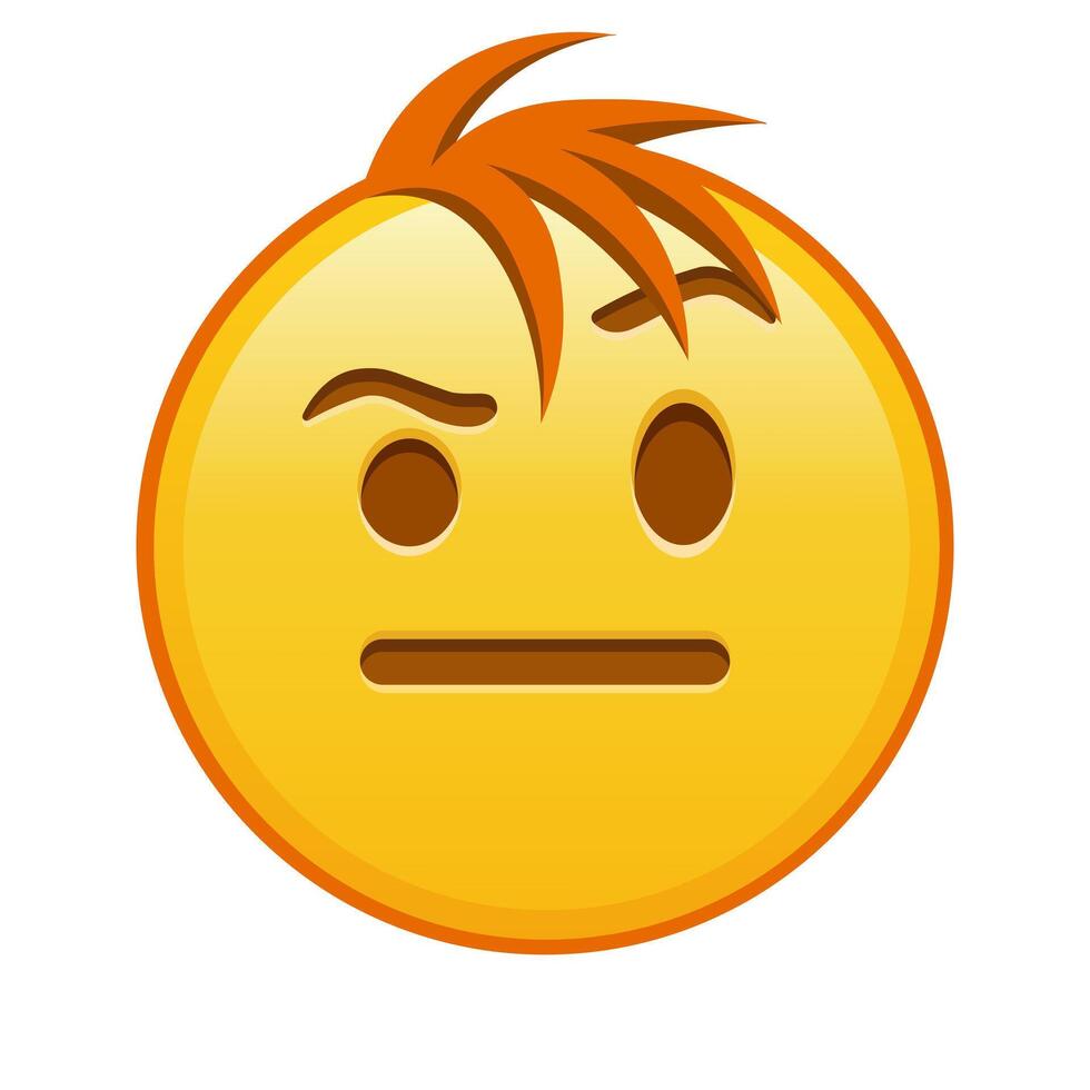 Face with one eyebrow raised Large size of yellow emoji smile with hair vector