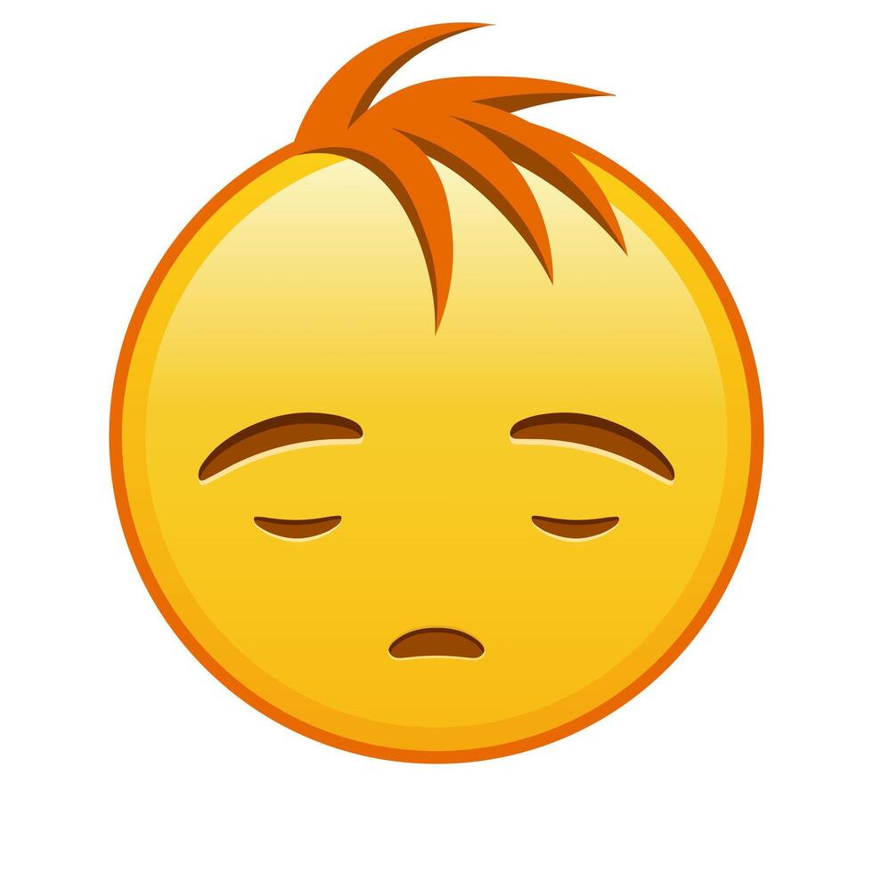 Anguished face Large size of yellow emoji smile with hair vector
