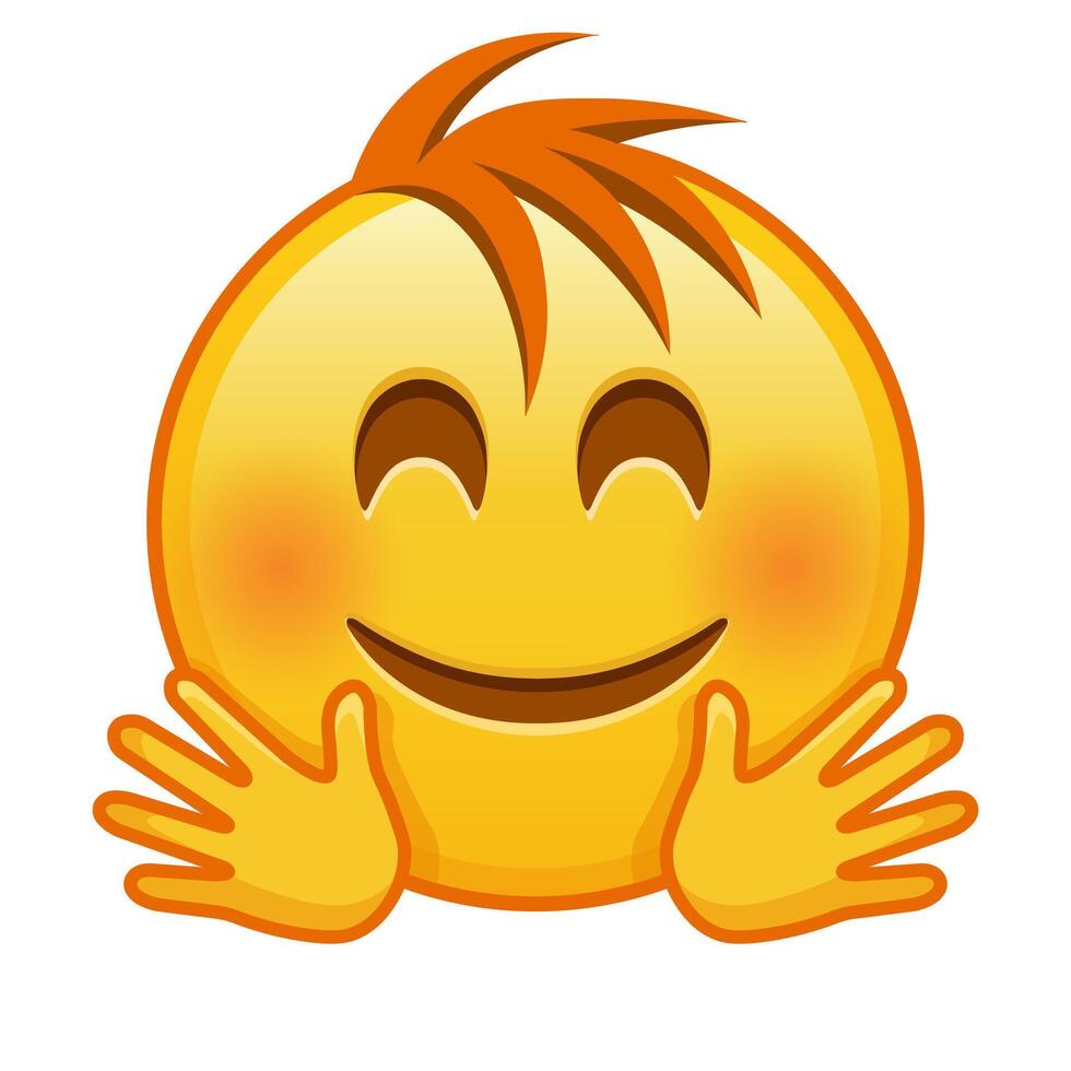 Hugs emoji Large size of yellow emoji smile with hair vector