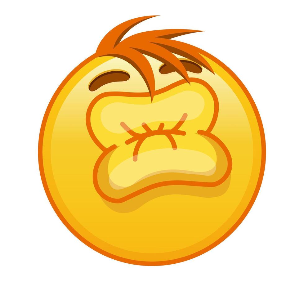 Kissing face with laughing eyes Large size of yellow emoji smile with hair vector