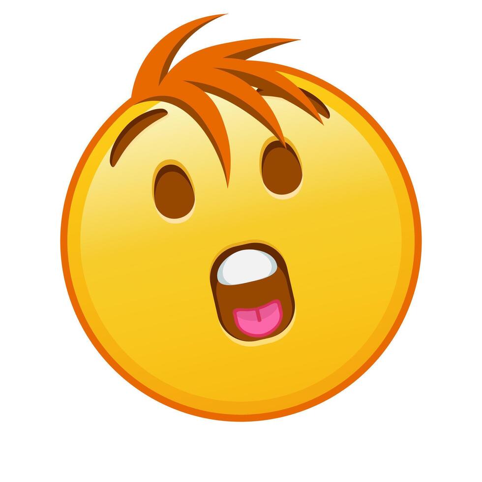 Face with open mouth Large size of yellow emoji smile with hair vector