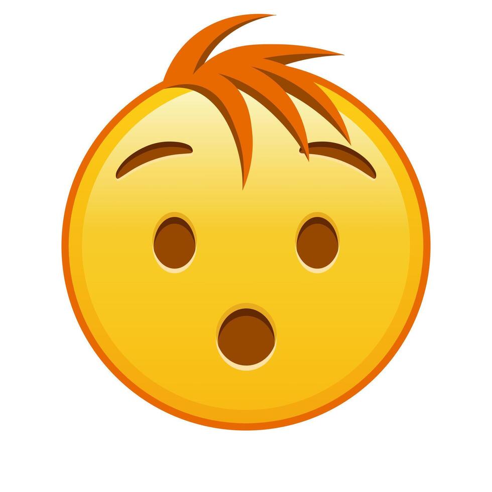 Hushed face Large size of yellow emoji smile with hair vector