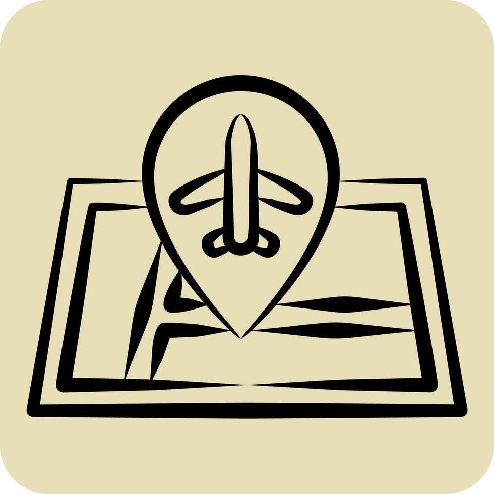 Icon Airport Location. related to Airport symbol. hand drawn style. simple design illustration vector