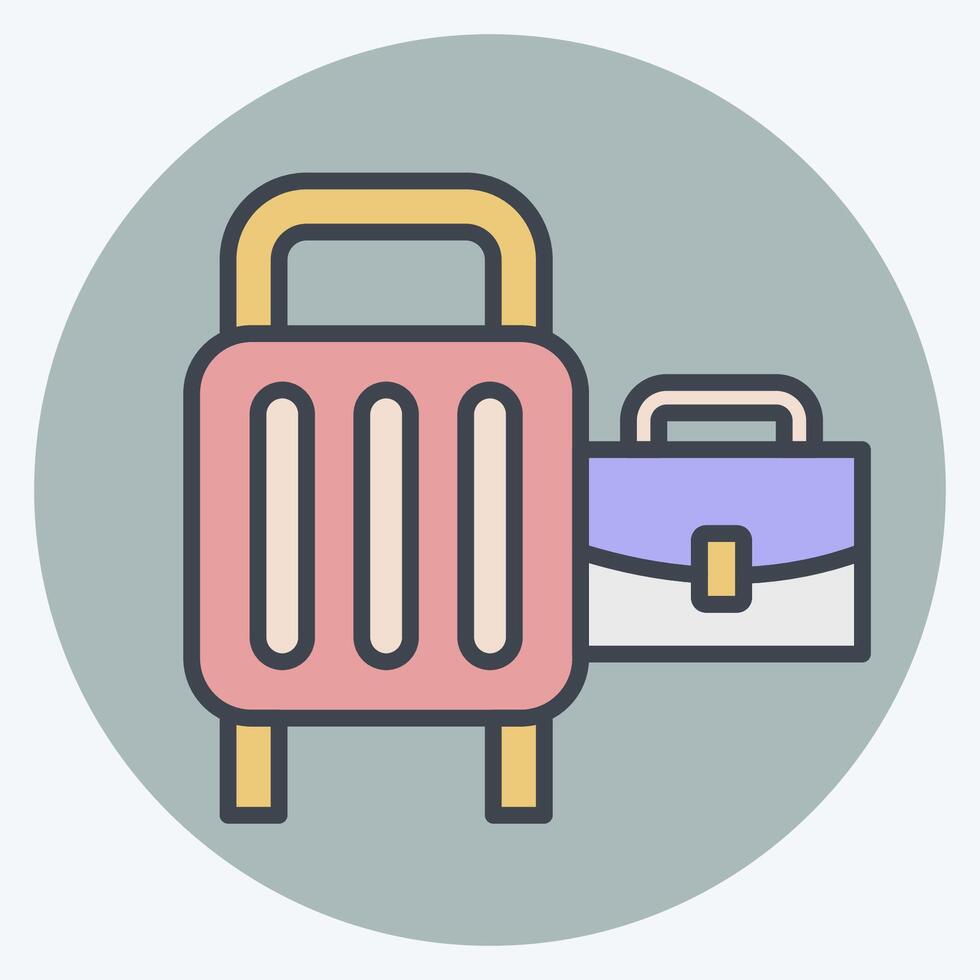 Icon Baggage. related to Airport symbol. color mate style. simple design illustration vector