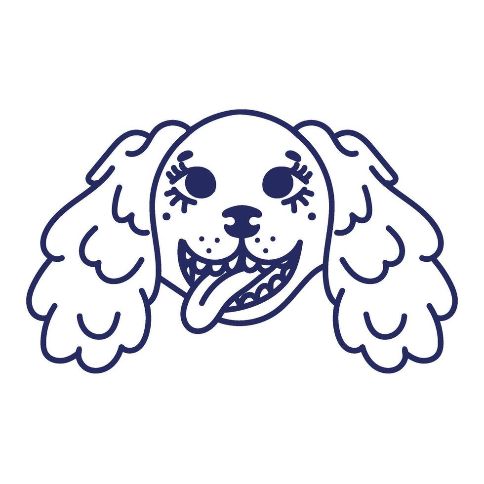 Cavalier King Charles Spaniel dog face smiling illustration. vector