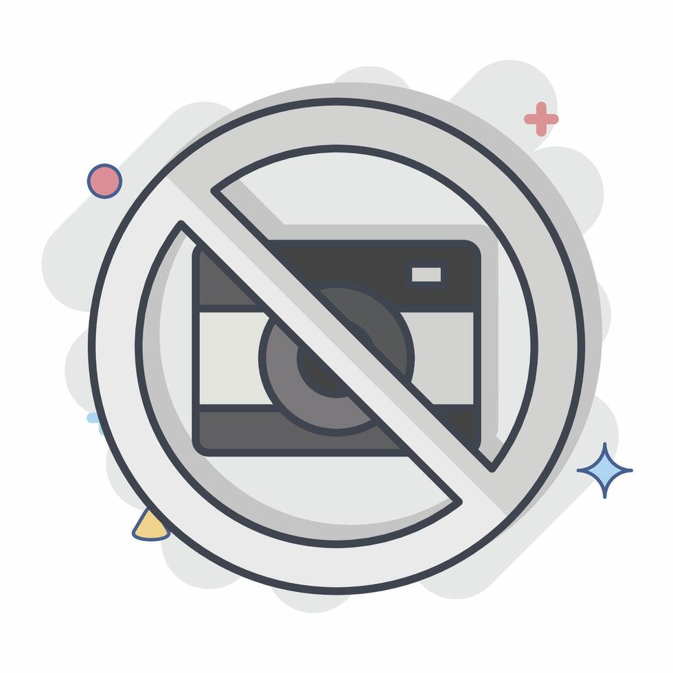 Icon Camera Prohibited. related to Airport symbol. comic style. simple design illustration vector