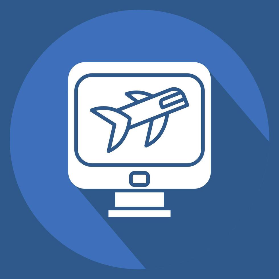Icon Flight Check In. related to Airport symbol. long shadow style. simple design illustration vector